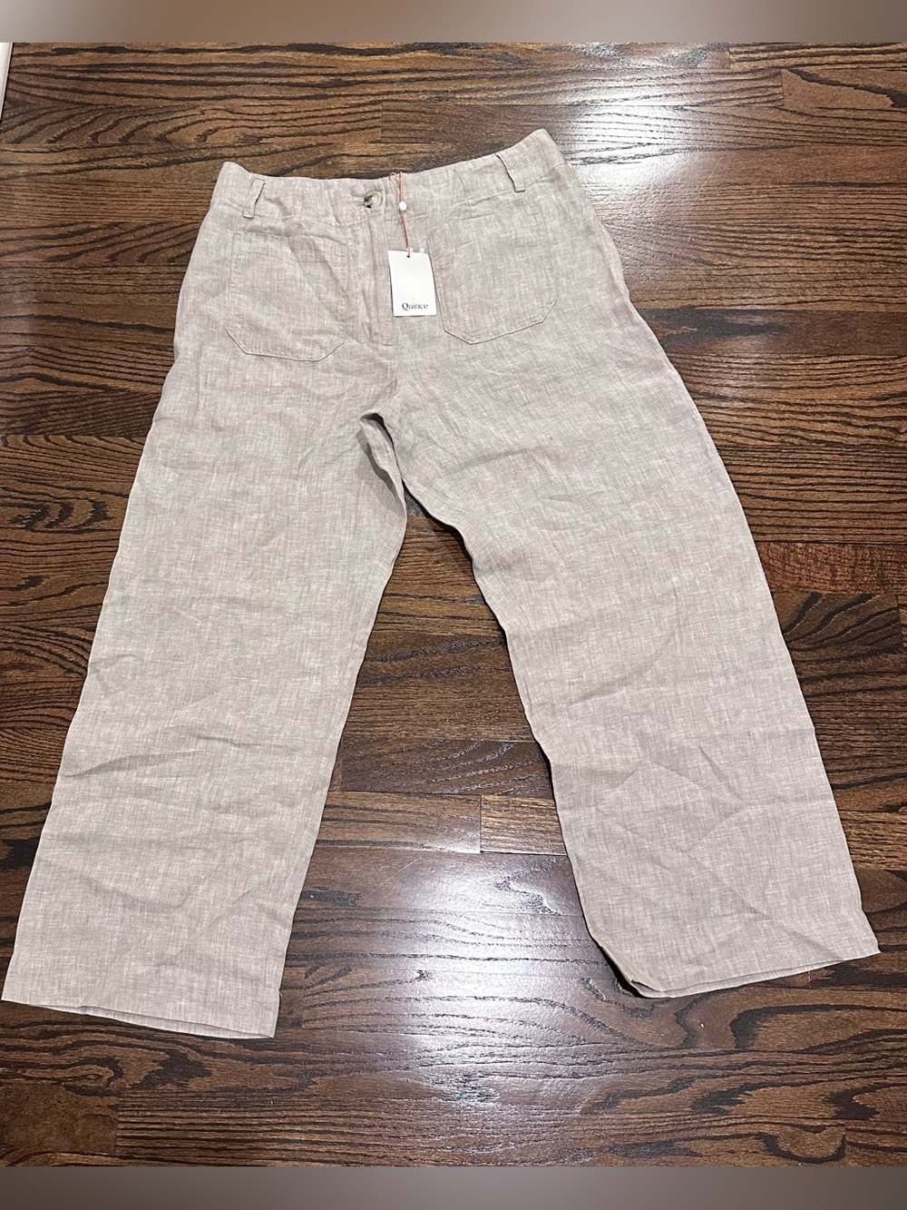 NWT - Quince Women’s 100% European Linen Patch Pocket Wide Leg Pants - Picture 2 of 3